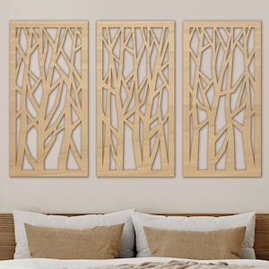 Abstract TREES Large Wooden Wall Decor, Decorative Triptych, Wall Decor, Wood Panel Set, Living Room Decor