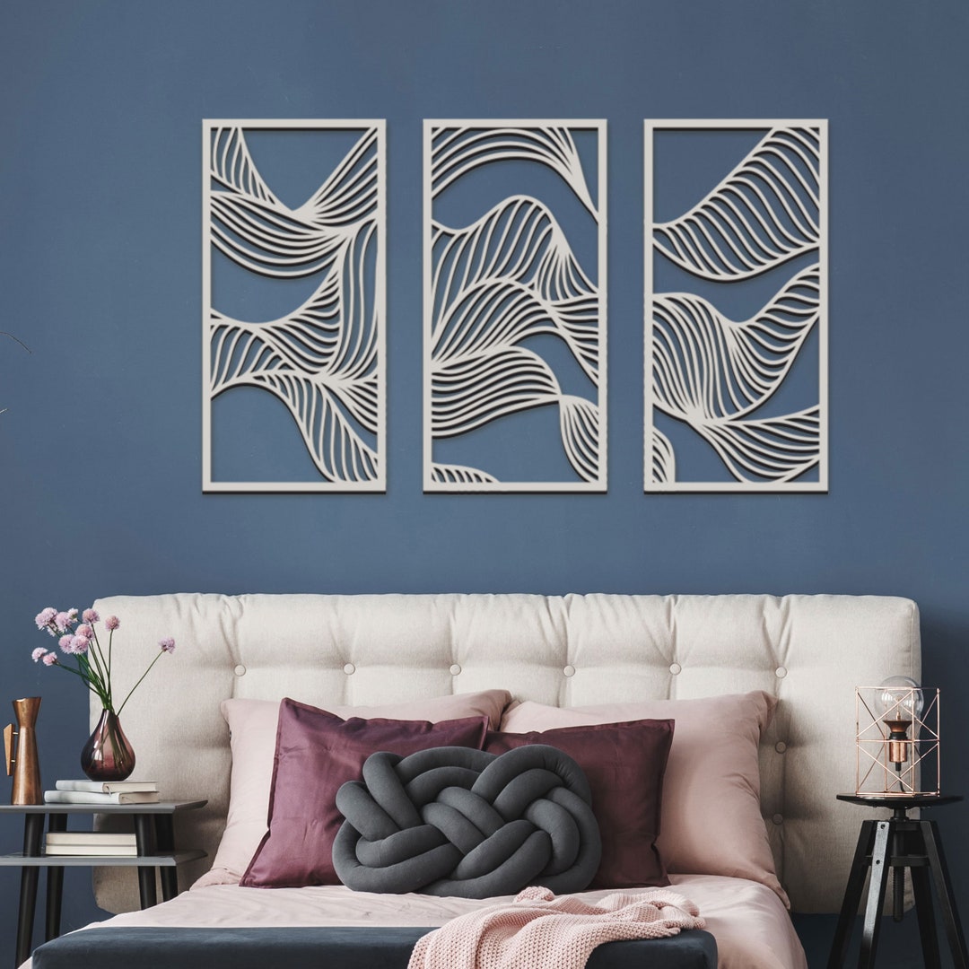Set of 3 Modern Wooden Wall Decor /abstract Wooden Art for - Etsy