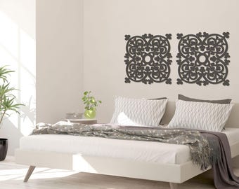 Openwork Wooden Wall Decor Diptych: Laser Cut Birch Panels
