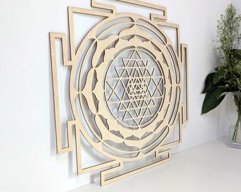Sacred Geometry SRI YANTRA, Wooden Wall Art
