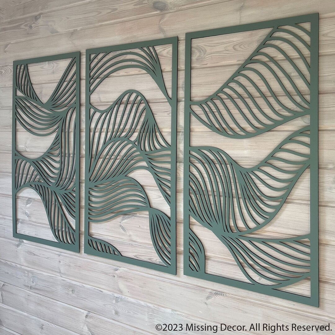 Set of 3 Modern Wooden Wall Decor /abstract Wooden Art for Living Room ...