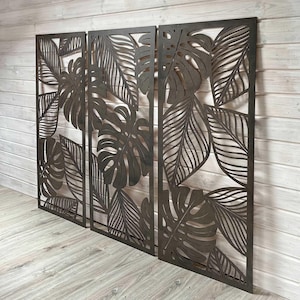 Leaves Wood Wall Decor, Tropical Wall Panel, Wooden Wall