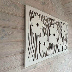 Large Wooden Floral Panel with Wooden Frames/ Living Room, Bedroom Wall Decor image 4