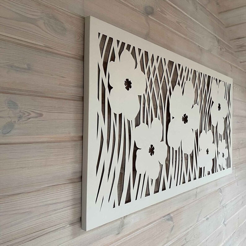 Large Wooden Floral Panel with Wooden Frames/ Living Room, Bedroom Wall Decor image 4