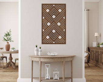 Large Wooden Wall Art, Geometric Living Room Decor, Wooden Decor, 3d Panel, Wall Hanging