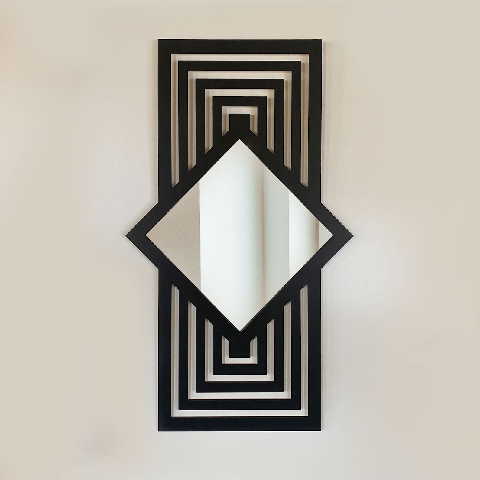 Modern Statement Mirror GEOMETRIC Wall Mirror Large Wooden Etsy