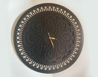 SARI Wooden Wall Clock 60cm: Silent Laser-Cut Birch Plywood