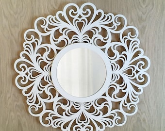 Round Wooden Wall Mirror 60cm