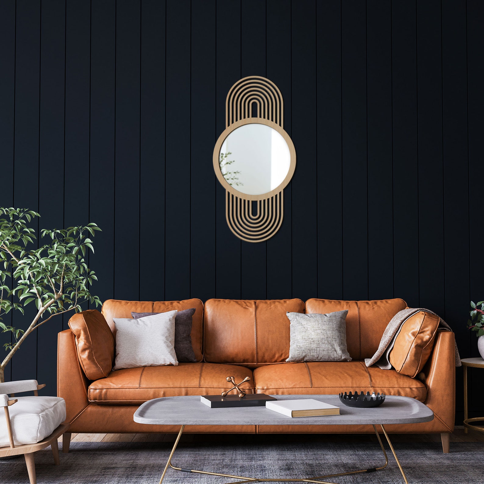 Mid Century Style Modern Mirror, Geometric Wall Mirror, Large Wooden — free download