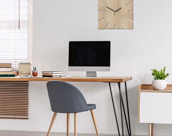 Minimalist Geometric Wall Clock: Birch Wood, Silent Movement