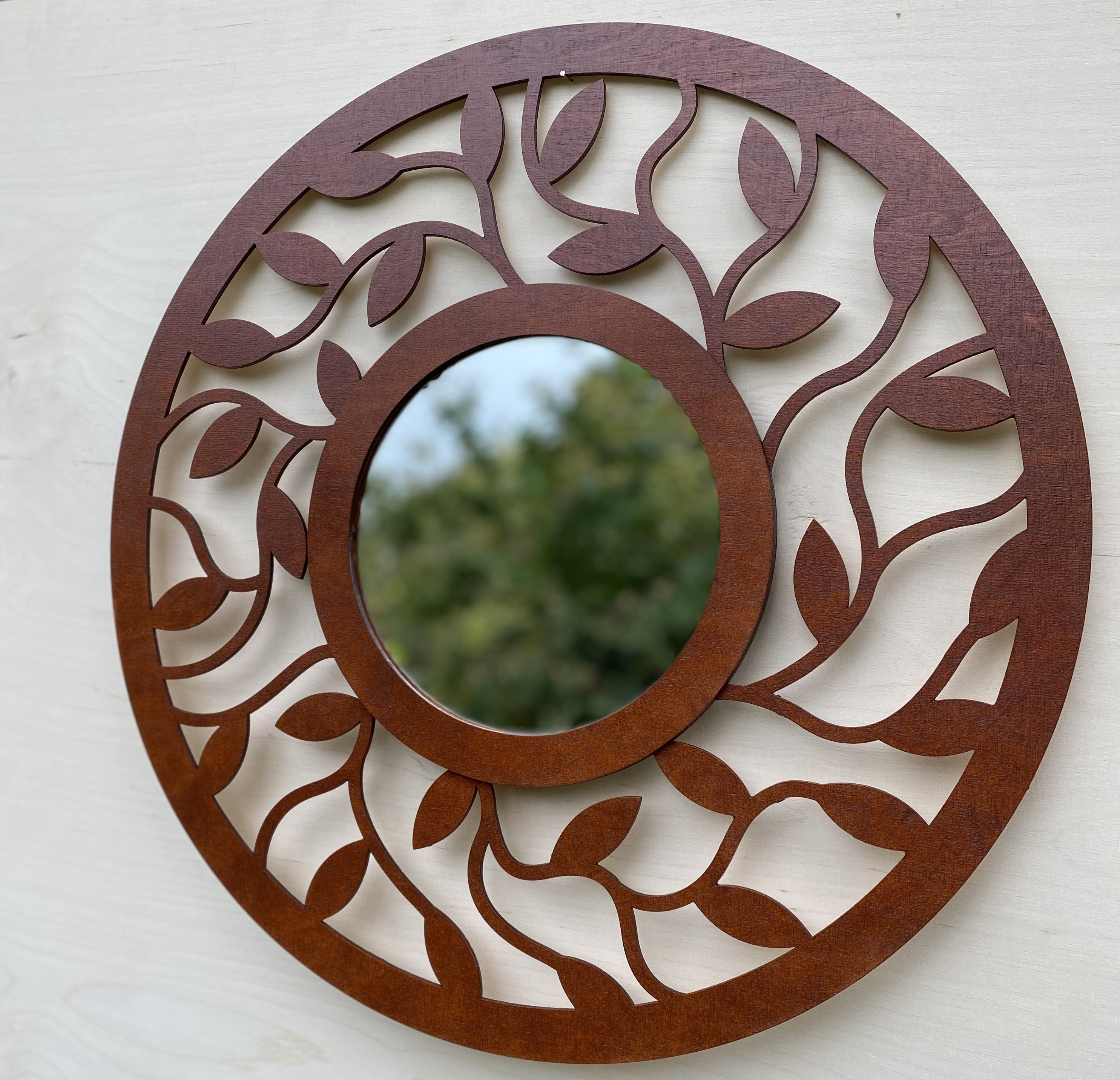 Round Wooden Wall Mirror AMELIA 60cm - Etsy