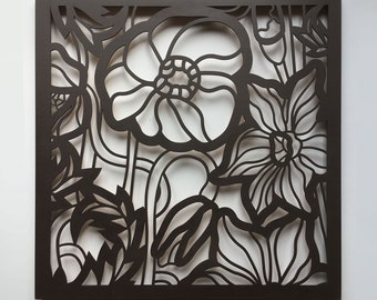 Wall Art ingelijst GARDENIA 60x60cm, wand decor, woonkamer kunst, hout kunst, wandkleden, wand decor slaapkamer, ingelijste kunst aan de muur