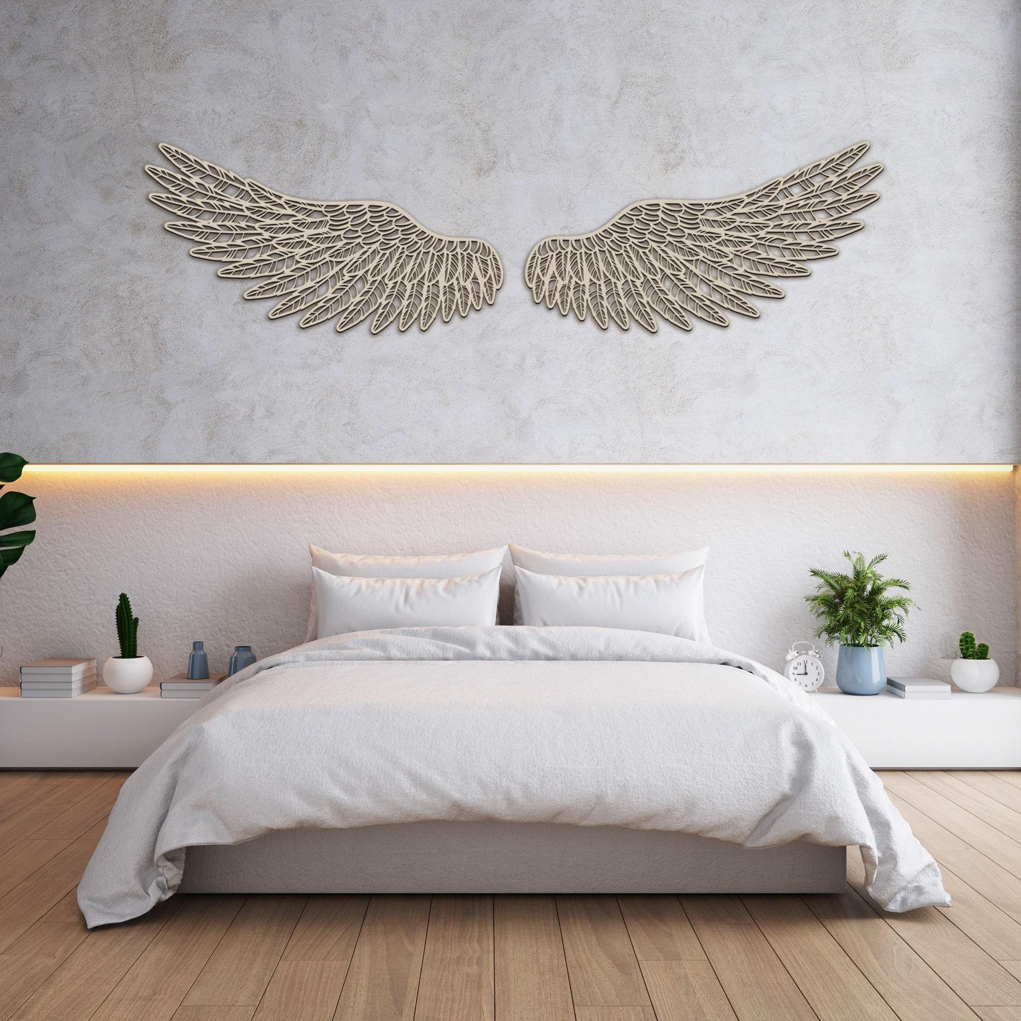Angel Wings Wall Decor: Birch Wood Laser Cut Set - Etsy