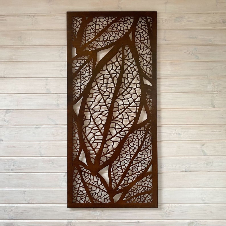 Leaves Wall Decor, Botanical Wooden Living Room Art, Wall Decor Bedroom, Framed Wall Art zdjęcie 1