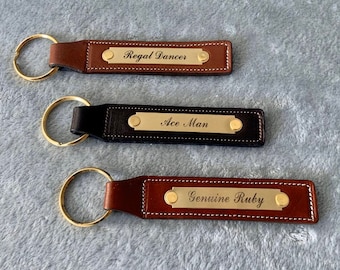 Custom, Personalized, Leather Keychains With Engraved Nameplate