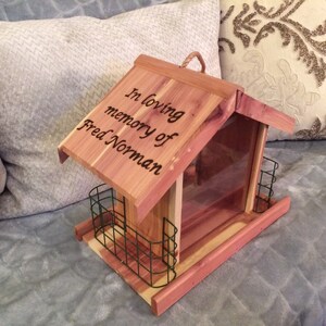 Personalized, Hand Engraved Cedar Bird Feeder image 3