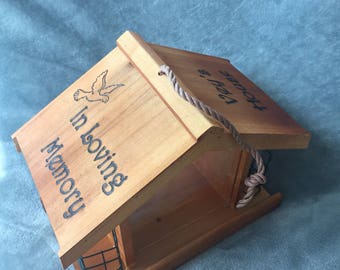 Custom, Personalized, Hand-Engraved Cedar Bird Feeder