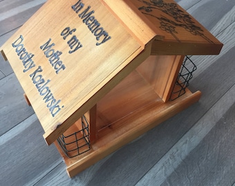 Personalized, Custom Hand-Engraved Premium Cedar Bird Feeder