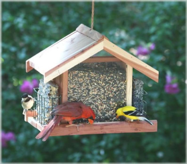 Personalized, Hand Engraved Cedar Bird Feeder image 1