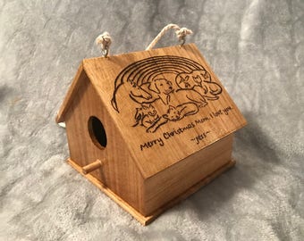 Custom, Handmade, Engraved, Personalized Birdhouse (Bird House)