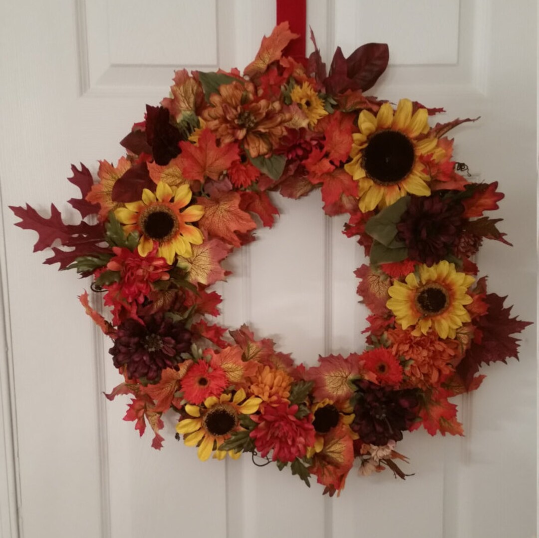 Cheerful Sunflower Fall Wreath - Etsy