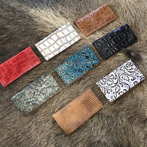 Handpainted and embossed  leather wallets