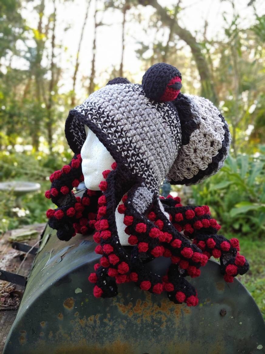 Octopus Hat Black Pepper Swirl With 8 