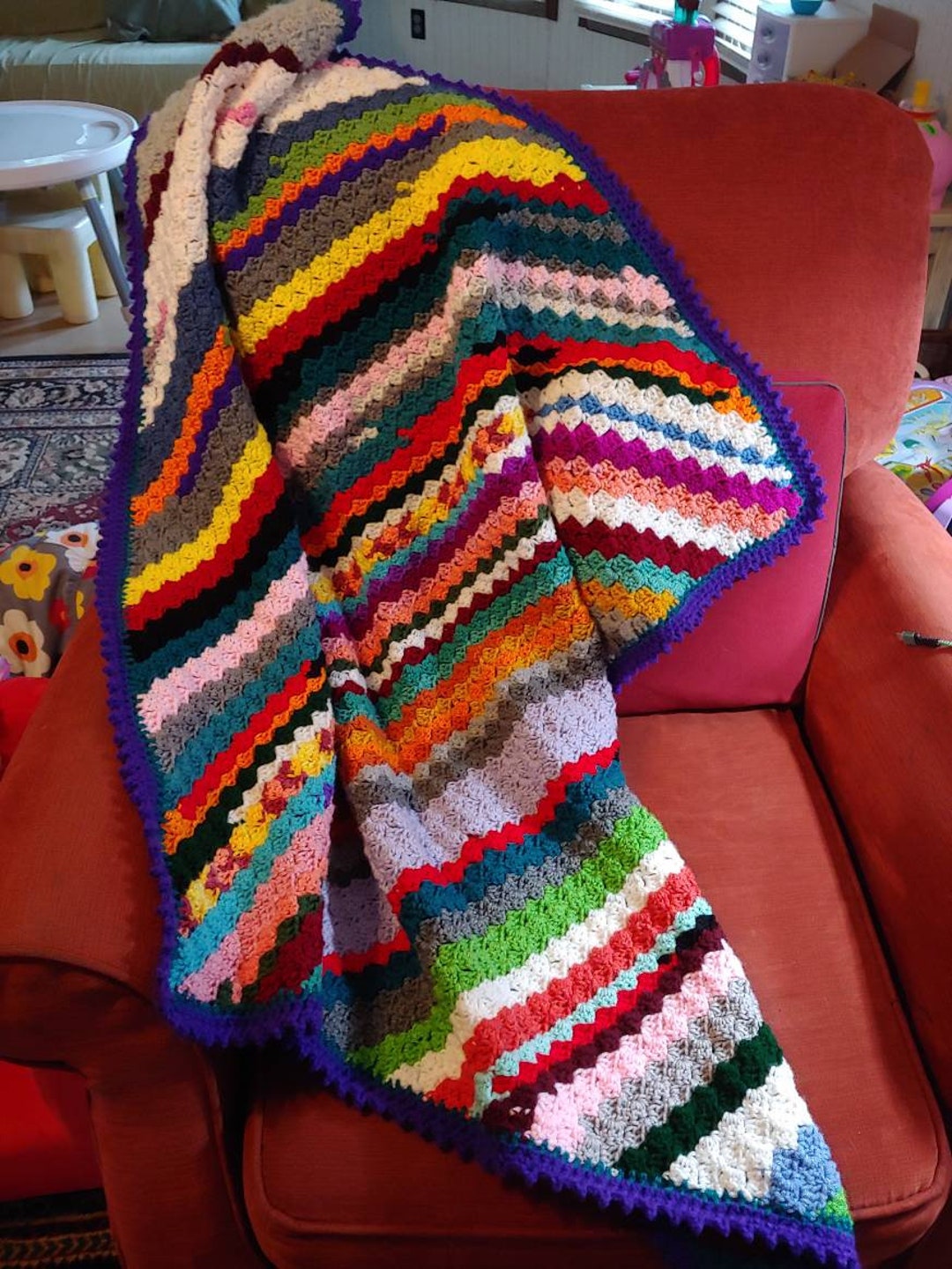 Blanket scrappy Multicolor Throw SIZE 44 X Etsy