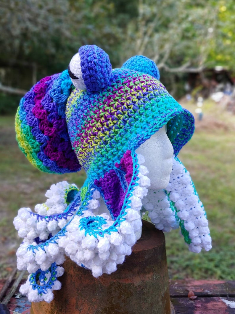 Octopus Tentacle Adult Hat Parrot Stripe and White Slouchy | Etsy