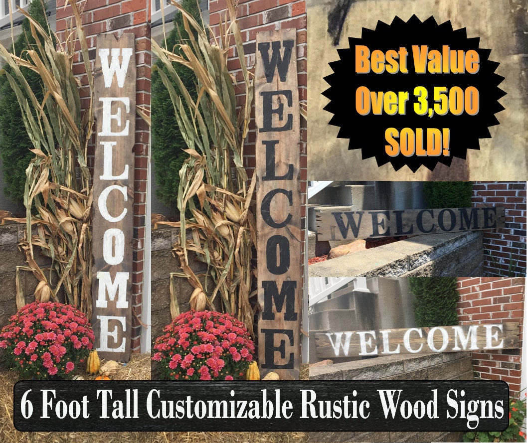 Welcome Sign Rustic Wood Welcome Sign Front Door Welcome Etsy