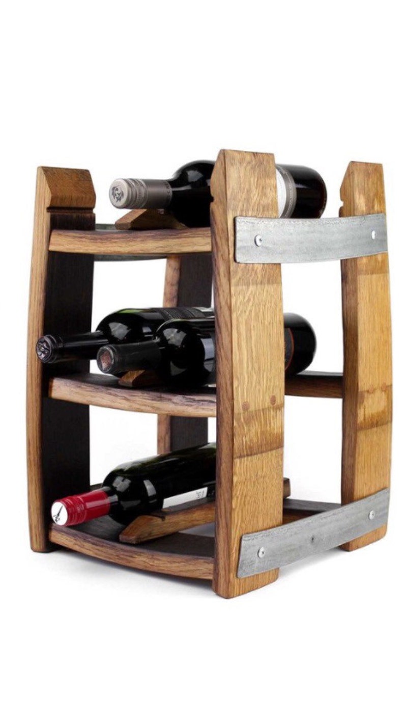 Tabletop Wine Barrel Stave Wine Rack 6 Bottles Etsy