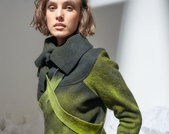 Boiled Felt, Woman Felt Jacket, Merino Wool, Felt Coat, Tie dye, Ana Livni, Slow Fashion, merino from Uruguay