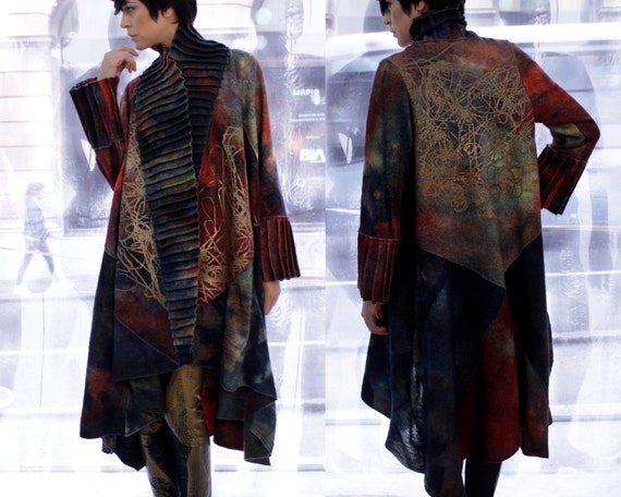 Printed wool cheap coat