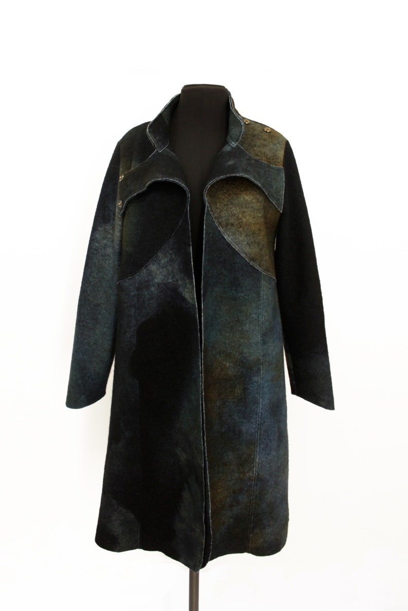 Felted wool coat, Winter Boiled wool coat, Long Warm Jacket for Woman image 6