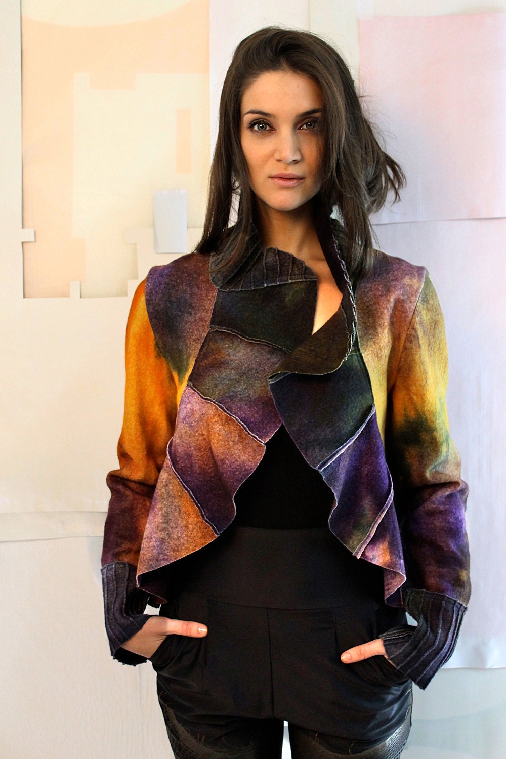 Colorful Wool Coat Multicolor Knitted Jacket Amazing Blazer - Etsy