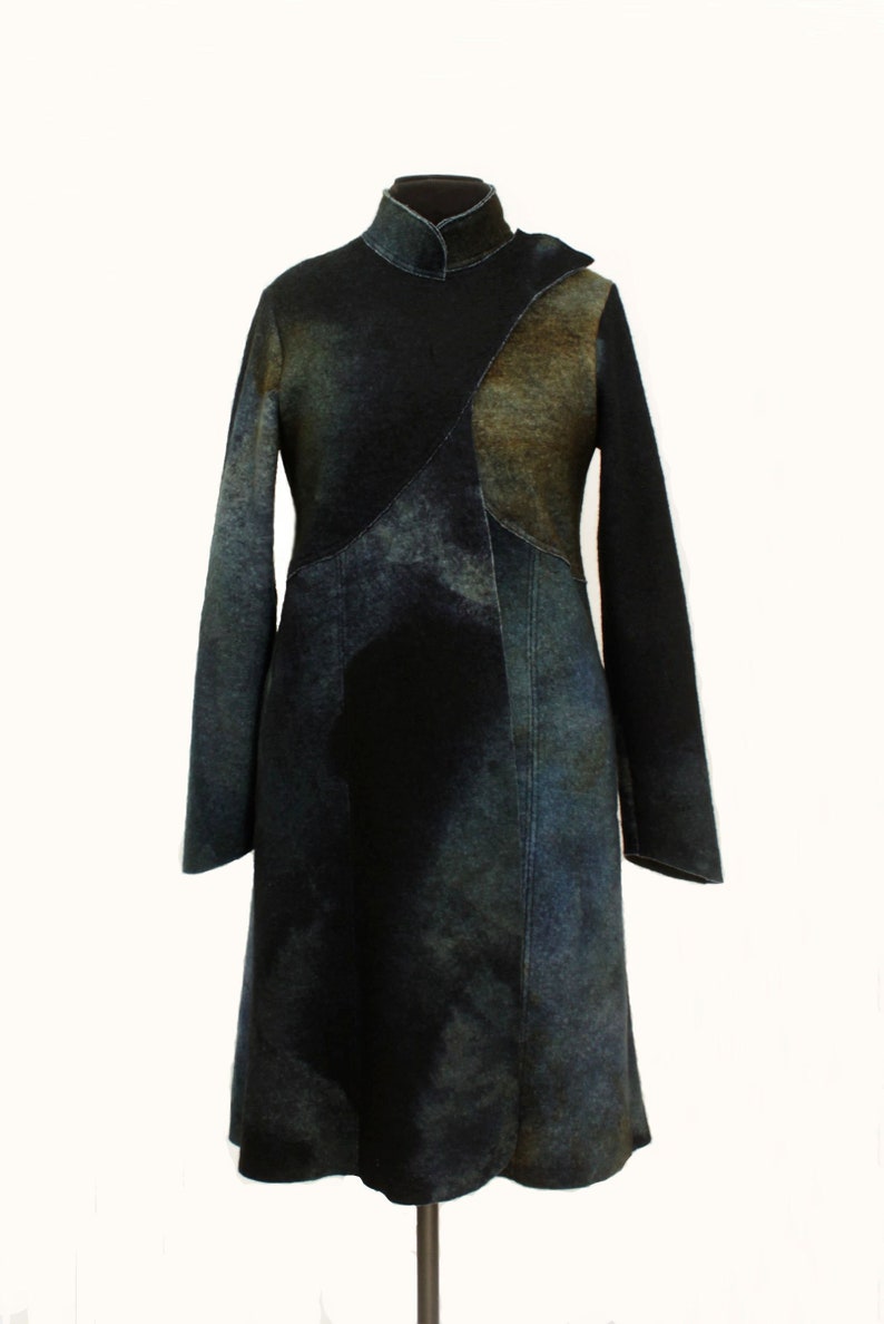 Felted wool coat, Winter Boiled wool coat, Long Warm Jacket for Woman image 1