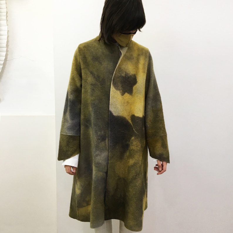 Buy Boiled Felt Women Coat Merino Wool Oversized Coat Felted Online in ...