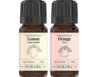 Nikura | Lemon/Sweet Orange Essential Oil Combo -Pure & Natural - 2 x 10ml, 2 x 50ml, 2 x 100ml