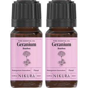 Nikura Geranium Essential Oil Pure & Natural 10ml, 20ml, 30ml, 50ml, 100ml, 200ml, 500ml, 1 Litre 20 Milliliters