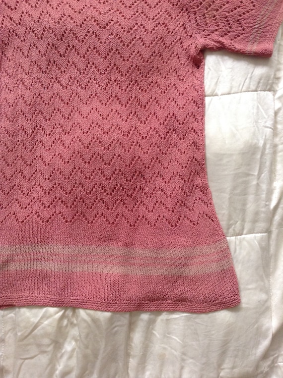 Vintage 1930s Pink Stripe Deco Knit Sweater