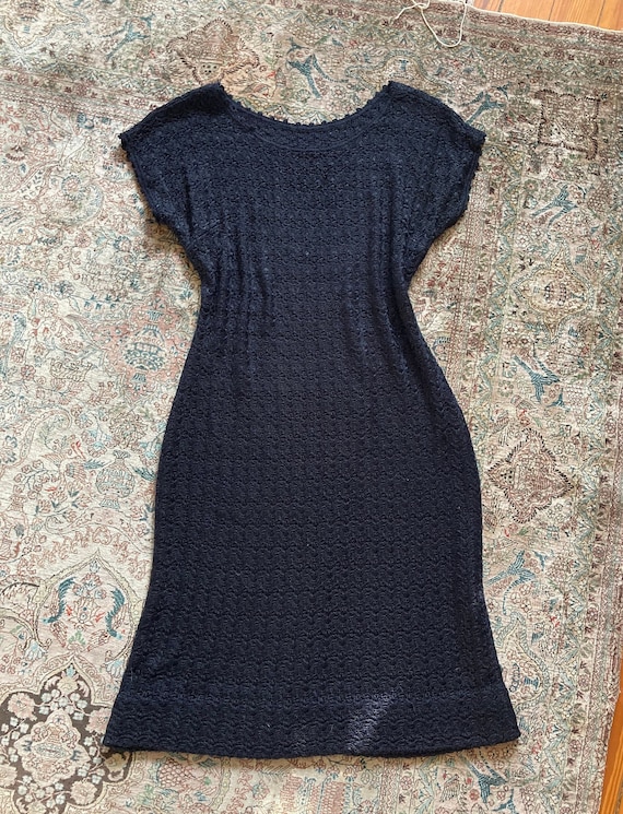 Vintage 1950s Black X-ray Knit Bombshell Dress