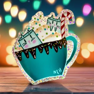 Autocollant pailleté – Chatmallows illustrés par Nell
