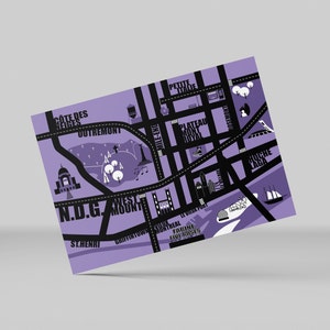 Carte Postale Montréal – Illustration Violette & Noire par Hochet Gaga