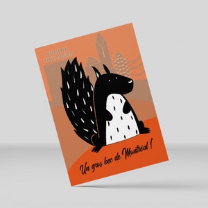 Squirrel Postcard – Big Kiss from Montreal! | Original 4x6" Illustration