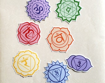 Chakra Sticker Set (7 pcs), 7 Chakra, Chakra Sticker Pack, Chakra Decals, Chakra Sticker, Die Cut Sticker