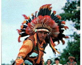 1964 Long Island NY SHINNECOCK INDIANS Dancing Postcard