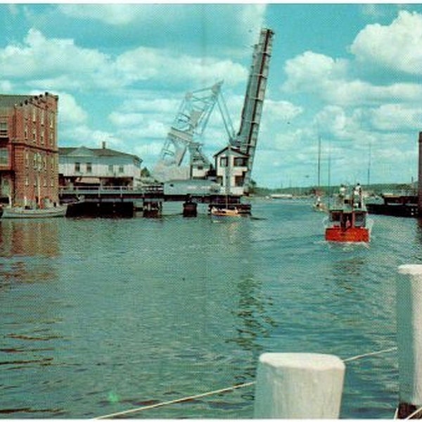 1960s Postcard - Mystic River Bascule Drawbridge