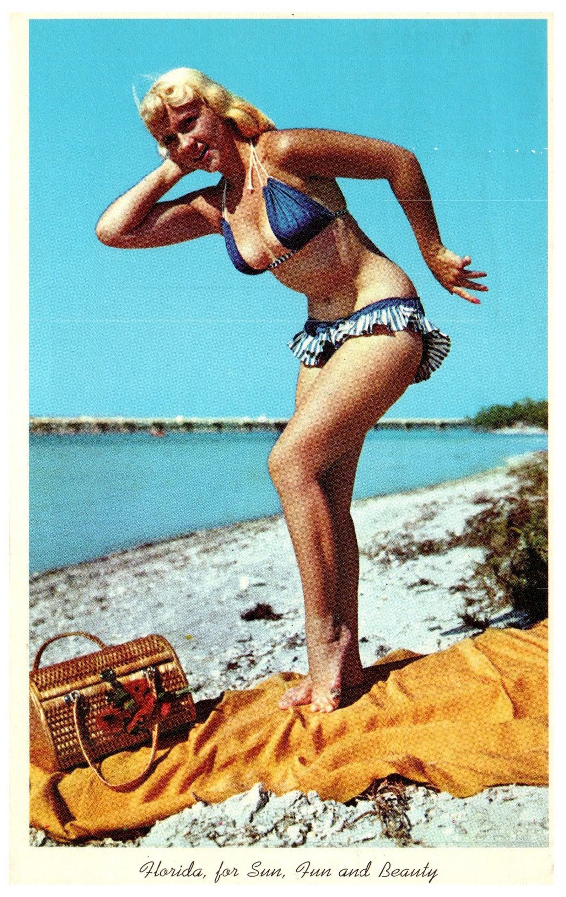 1962 Postcard Florida Sun Pin-up BIKINI GIRL