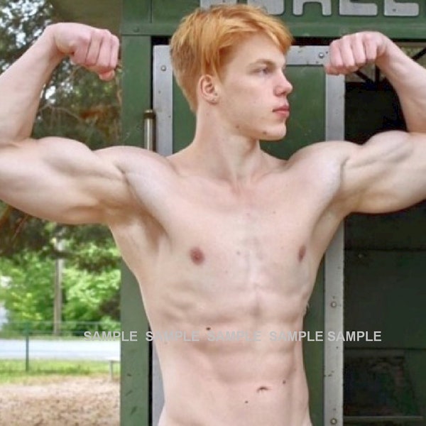 Matted GINGER Photograph (5x7) G220 - Beautiful Shirtless Muscular Redhead Dude - Gay Male Interest