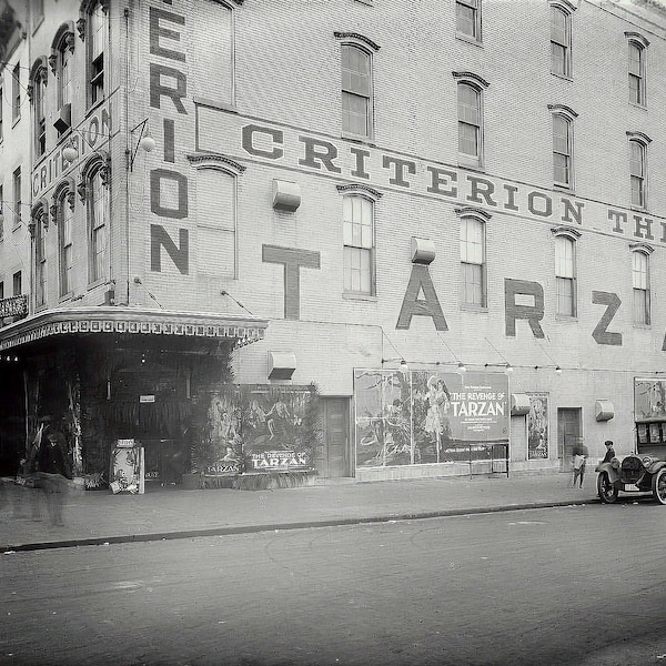 Matted Photograph (8x10) - 1920 REVENGE of TARZAN Silent Film - Criterion Theater, Washington, D.C., Car